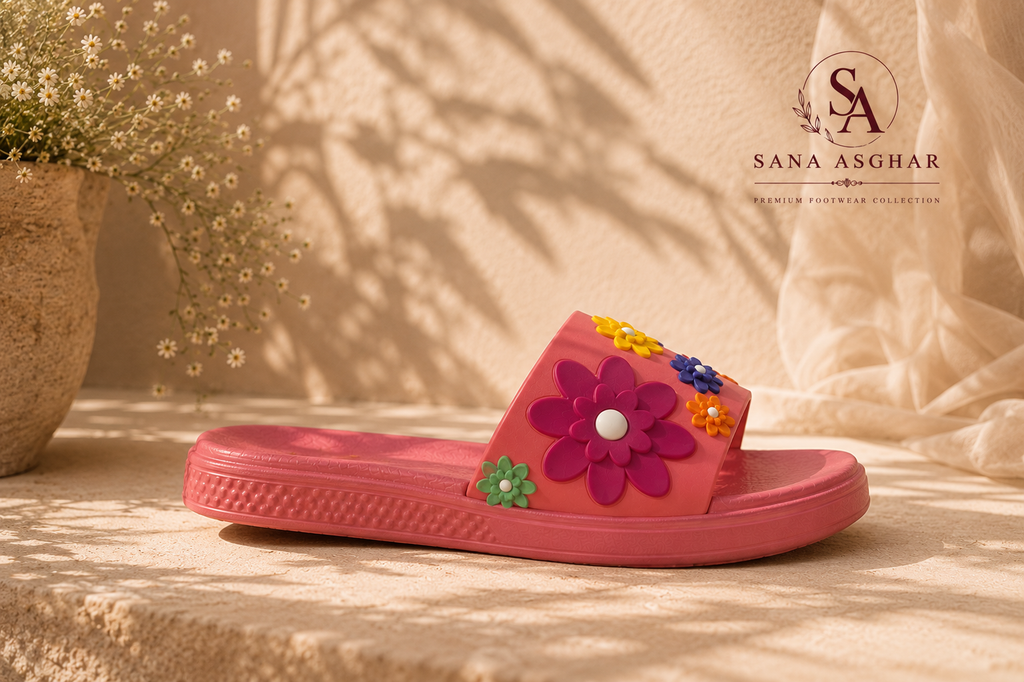 🌸 Floral Bloom Women’s Slides – Stylish & Comfortable Summer Sandals | SANA ASGHAR