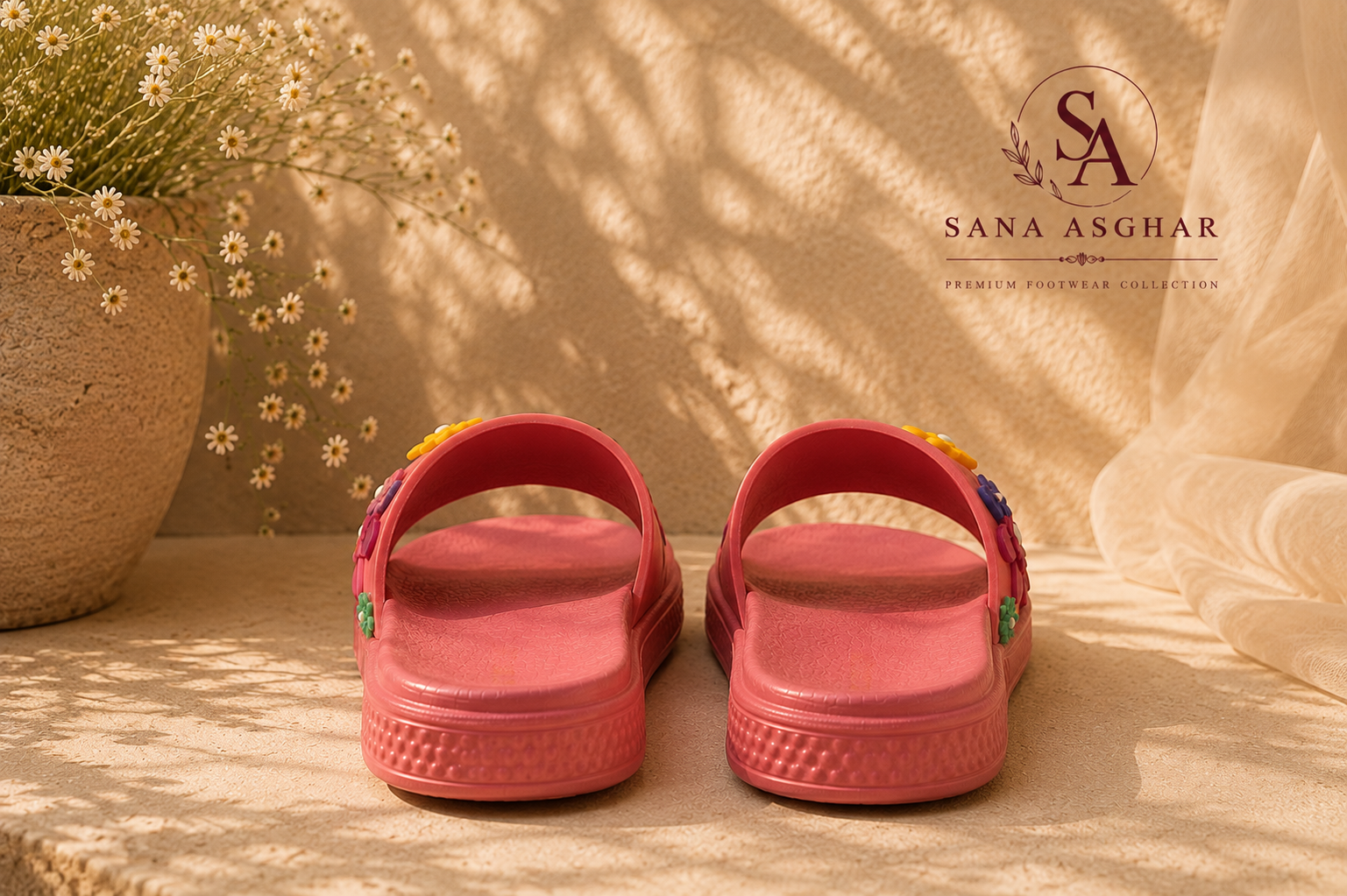 🌸 Floral Bloom Women’s Slides – Stylish & Comfortable Summer Sandals | SANA ASGHAR