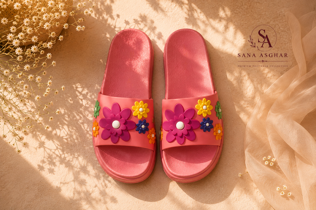 🌸 Floral Bloom Women’s Slides – Stylish & Comfortable Summer Sandals | SANA ASGHAR