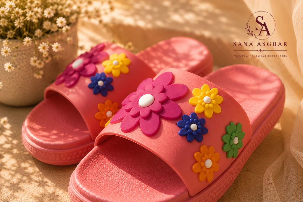 🌸 Floral Bloom Women’s Slides – Stylish & Comfortable Summer Sandals | SANA ASGHAR