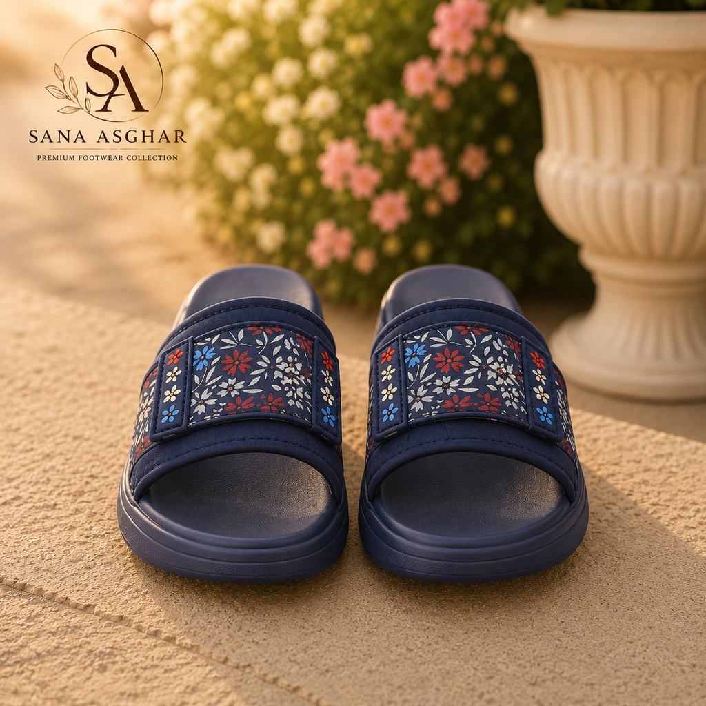 SANA ASGHAR Floral Breeze Comfort Slides | Premium Floral Women's Slides in Pakistan