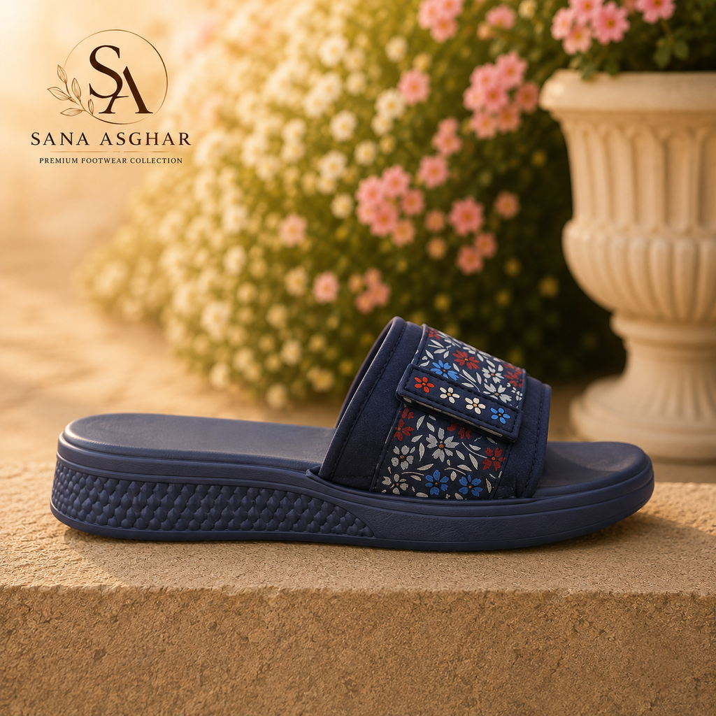 SANA ASGHAR Floral Breeze Comfort Slides | Premium Floral Women's Slides in Pakistan