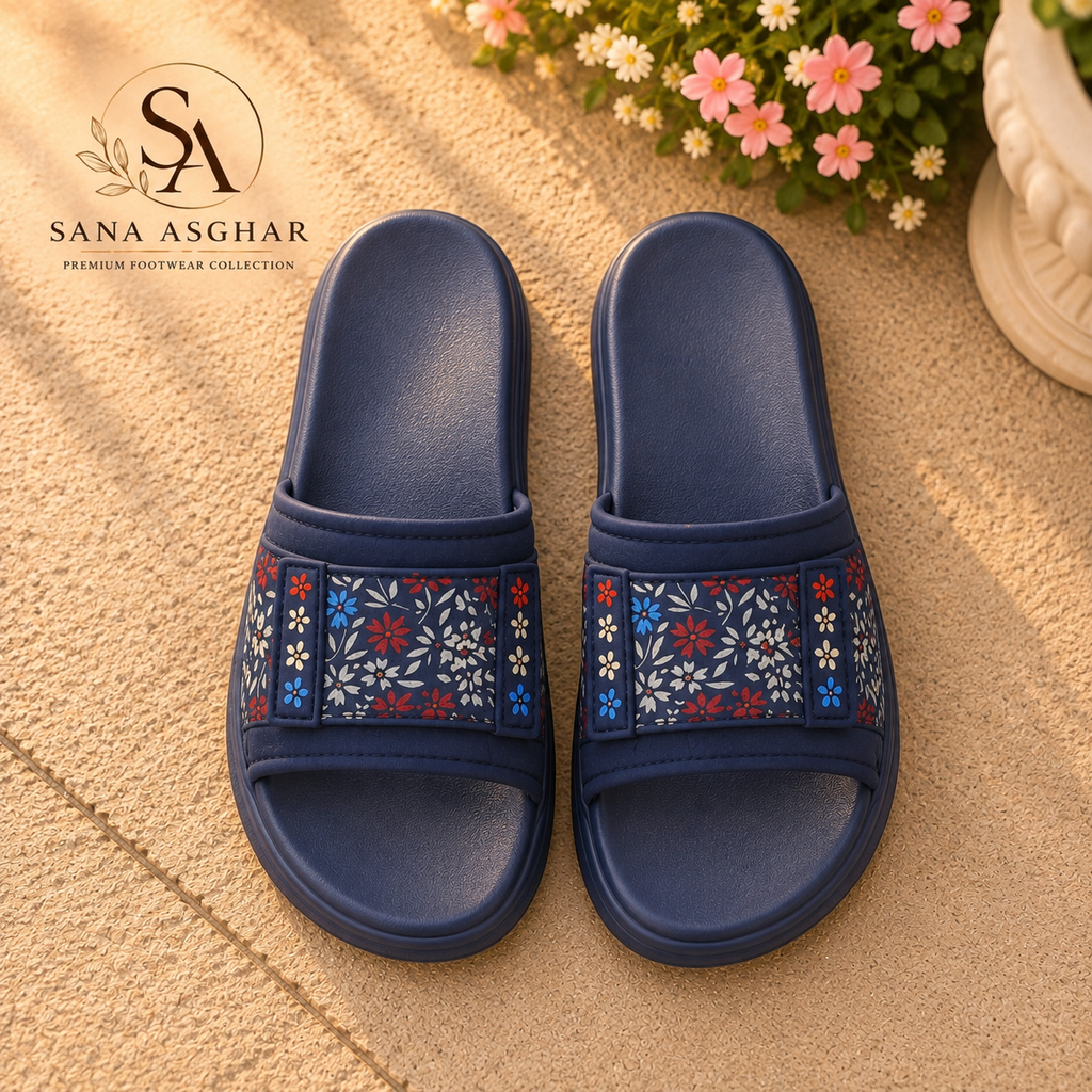 SANA ASGHAR Floral Breeze Comfort Slides | Premium Floral Women's Slides in Pakistan