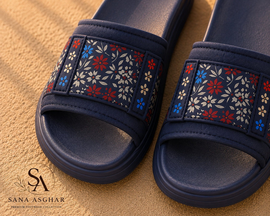 SANA ASGHAR Floral Breeze Comfort Slides | Premium Floral Women's Slides in Pakistan