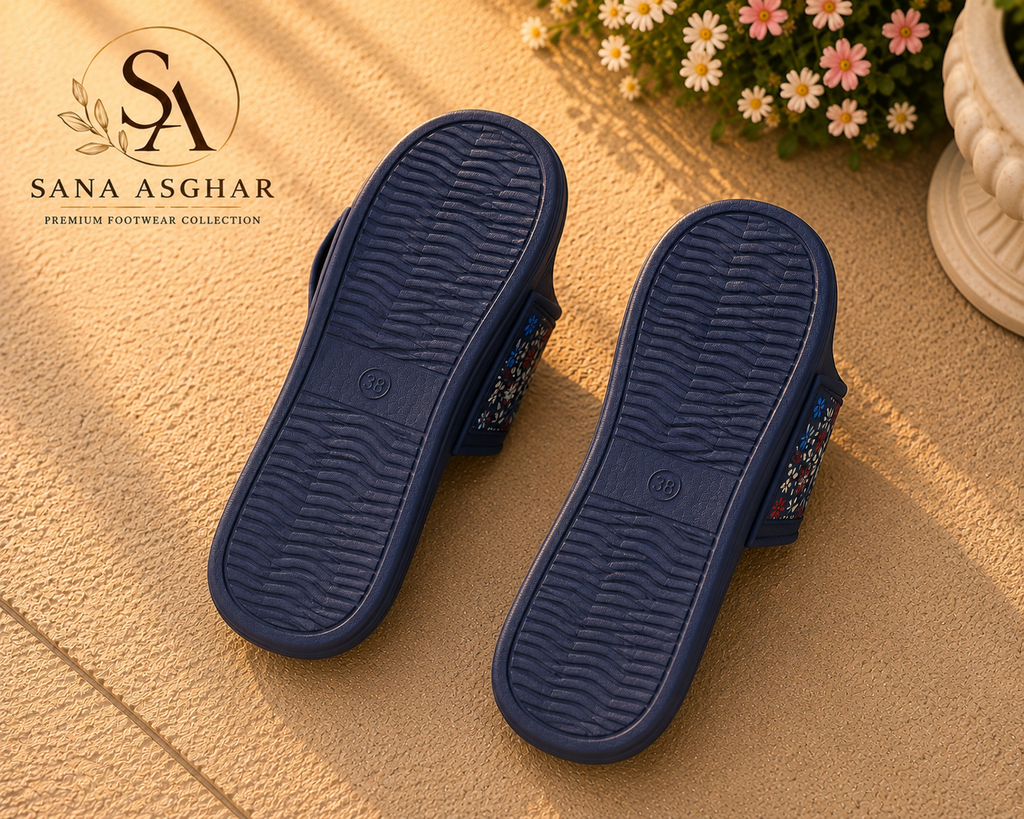 SANA ASGHAR Floral Breeze Comfort Slides | Premium Floral Women's Slides in Pakistan